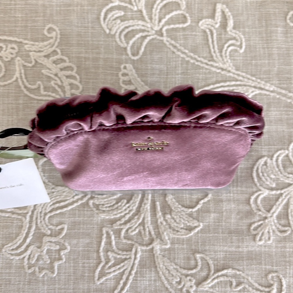 Kate Spade NWT Plum Velvet Mini Marcy Dawn Clutch Bag with Ruffle Detail - Picture 2 of 12